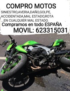 Compro Motos España: siniestro,accidentadas,daños,averia,rota,golpe y Mas