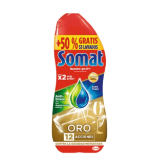 Detergente líquido lavavajillas máquina Somat Gel Oro Anti-Grasa 53 Lavados