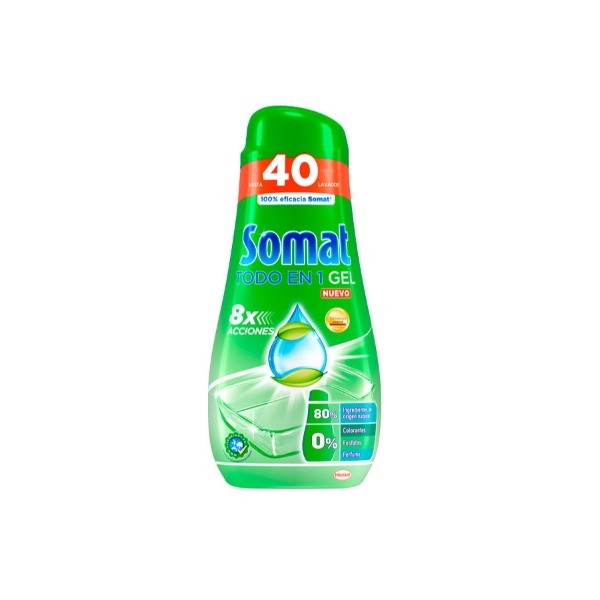N1 (#ID:48751-48749-medium_large)  Detergente Lavavajillas Máquina Somat Gel Verde 40 Lavados de la categoria Limpieza e Higiene y que se encuentra en Madrid, new, 3,83, con identificador unico - Resumen de imagenes, fotos, fotografias, fotogramas y medios visuales correspondientes al anuncio clasificado como #ID:48751