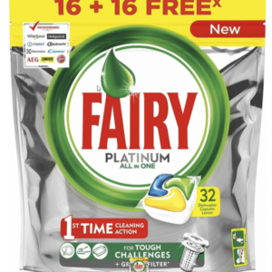 Fairy Platinum All in One cápsulas detergente lavavajillas a máquina 32 Unidades