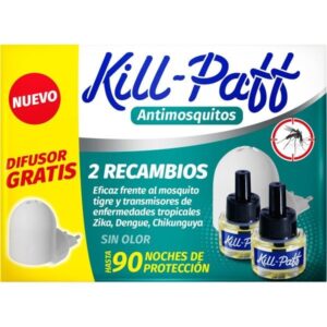 Kill-paff antimosquitos eléctrico 1 aparato difusor + 2 recambios líquidos