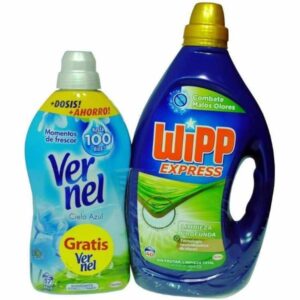 Wipp Express detergente gel higiene y antiolores 40 lavados + Vernel suavizante Cielo Azul 57 lavados