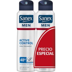 Sanex Men Active Control desodorante hombre antitranspirante sin alcohol spray 2 x 200 ml