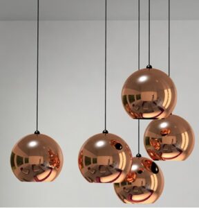 Lámpara HITO, colgante, cristal, color cobre, 40 cms de diámetro